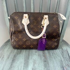 Louis Vuitton Authentic Monogram Speedy 25 Bag w/Luggage Tag & Organizer